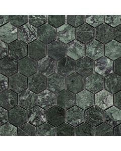 Tile - Stone & Other-1 1/4 Verde Midas Dark Hexagon Polished