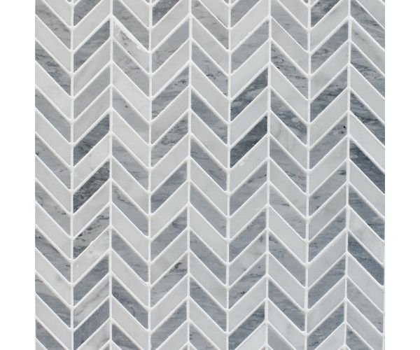 Mosaîque-Mini Chevron Bardiglio Imperiale / Bianco Carrara Poli