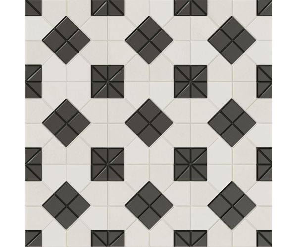 Tile - Ceramic-11X11 Tesserae Suit Black & White