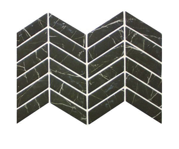 Mosaîque-Stone Glass Herringbone Marquina