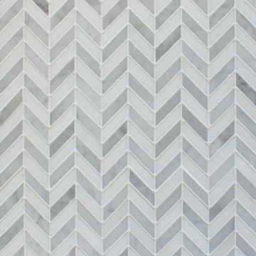 Mosaic-Mini Chevron Bianco Carrara / White Thassos Polished