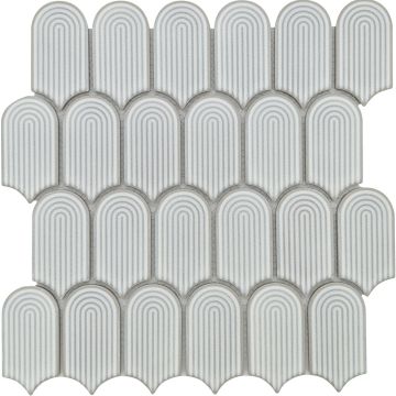 Mosaic-0.6X3.4 Feather Mosaic White Arvfe00401P