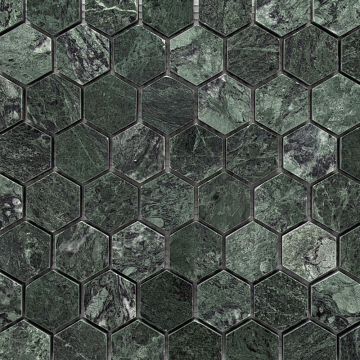 Tile - Stone & Other-1 1/4 Verde Midas Dark Hexagon Polished