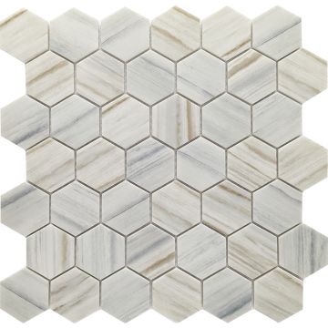 Mosaîque-Stone Glass Hexagon Bianco Lasa