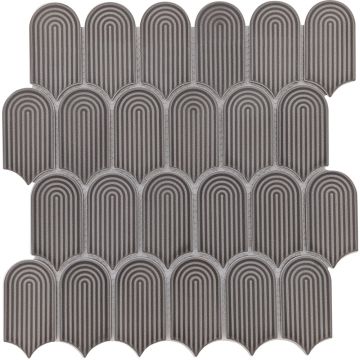 Mosaic-0.6X3.4 Feather Mosaic Taupe
