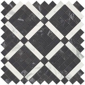 Mosaic-0.75''x0.75'' Marvelpro Wall Mosaic Noir Mix Diagonal Luc.