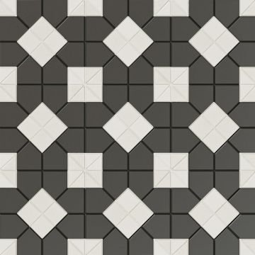 Tile - Ceramic-11X11 Tesserae Suit Black & White Plus
