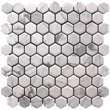 Mosaic-1¼'' Collection Bianco Carrara Hexagon Polished