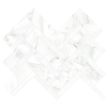 Mosaic-14-3/4X13 Alabastro Bianco Deco Freccia