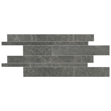 Mosaîque-12''x24'' Groove Mos. Listelli Sfalsati Mistique Black Nat.