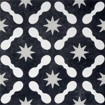 Tile - Ceramic-8''x8'' Cementine B&W Mix Nat. Rt (12 Random Patterns)
