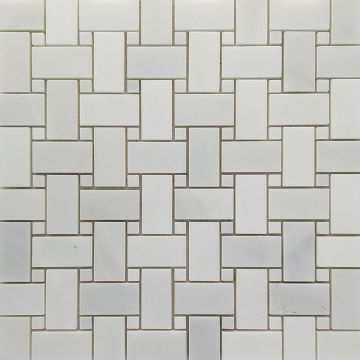 Mosaic-Classic White Basketweave Mosaic Honed