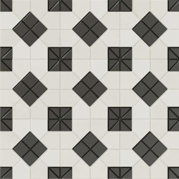 Tile - Ceramic-11X11 Tesserae Suit Black & White