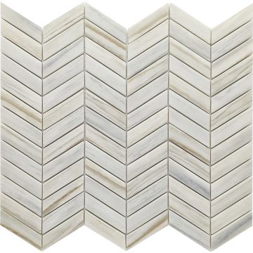 Mosaîque-Stone Glass Herringbone Bianco Lasa