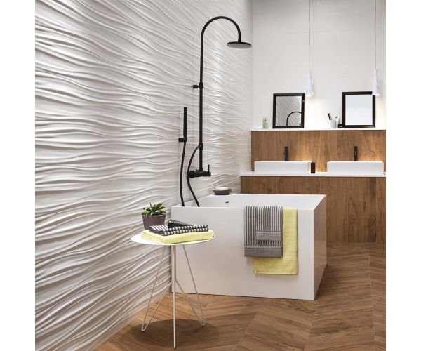 Tuile-Céramique-16''x32'' 3D Wall Design Angle White Matt