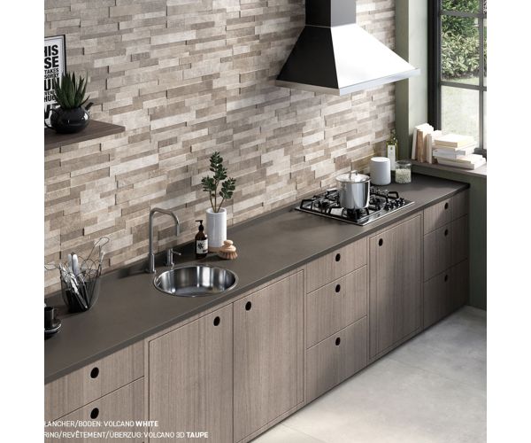 Tile - Ceramic-6X24 Volcano 3D White