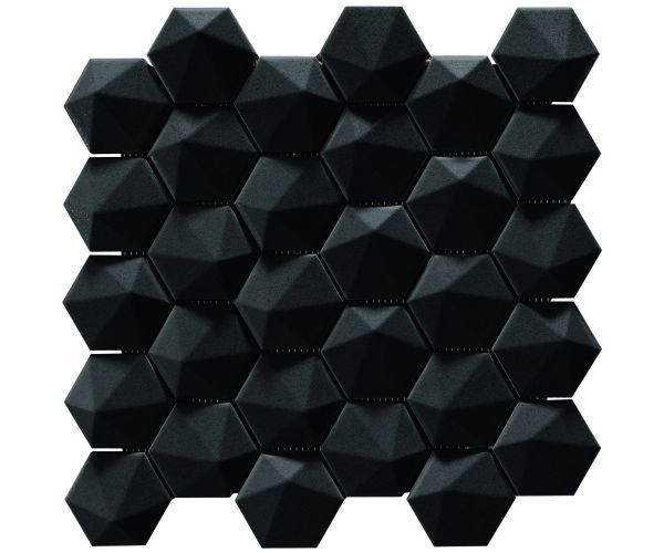 Mosaîque-2.5'' 3Dhex Mos. Charcoal Matt