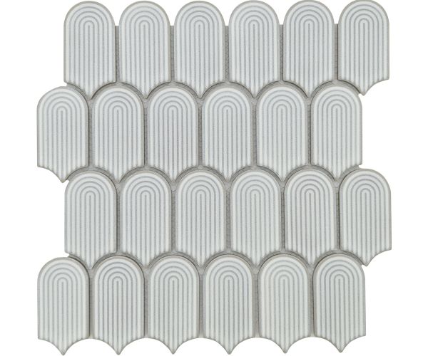 Mosaic-0.6X3.4 Feather Mosaic White Arvfe00401P