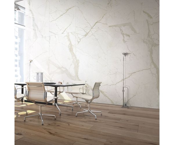 Tuile-Céramique-29.6''x29.6'' Maxfine Marmi 6mm White Calacatta Lev.