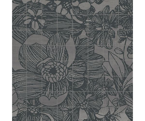 Mosaic-15X15 Ironstone Decoro Mosaico Flora Argento
