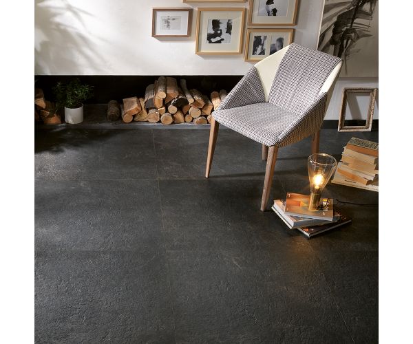 Tile - Ceramic-24X24 Pietra Mediterranea Nero Rt.