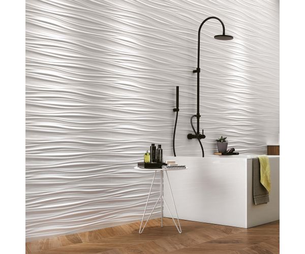 Tuile-Céramique-16''x32'' 3D Wall Design Angle White Matt