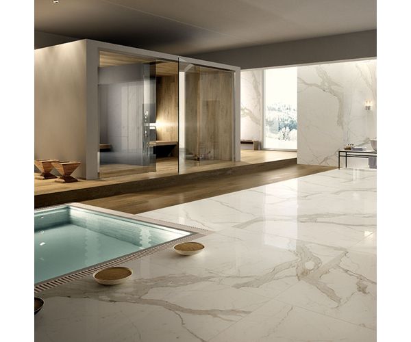 Tuile-Céramique-29.6''x29.6'' Maxfine Marmi 6mm White Calacatta Lev.