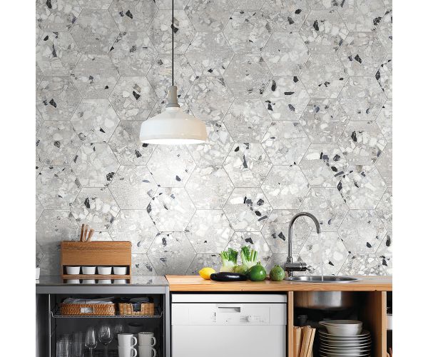 Tile - Ceramic-8 Recycle River Esagona White