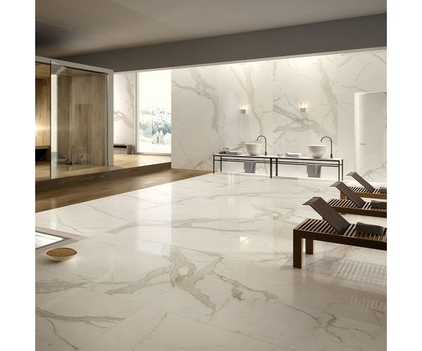 Tuile-Céramique-29.6''x29.6'' Maxfine Marmi 6mm White Calacatta Lev.