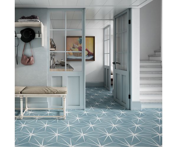 Tile - Ceramic-10X12 Starline Hexagon Blue Nat.