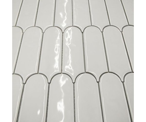 Tile - Ceramic-2.5X8 Elongated Fish Scale White