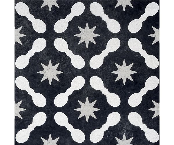 Tile - Ceramic-8''x8'' Cementine B&W Mix Nat. Rt (12 Random Patterns)