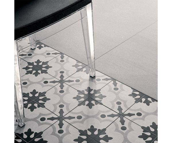Tile - Ceramic-8''x8'' Cementine B&W_2 Nat. Rt