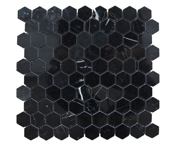 Mosaic-1¼'' Collection Nero Marquina Hexagon Polished