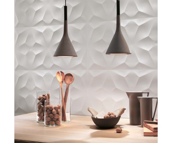 Tuile-Céramique-16''x32'' 3D Wall Design Angle White Matt