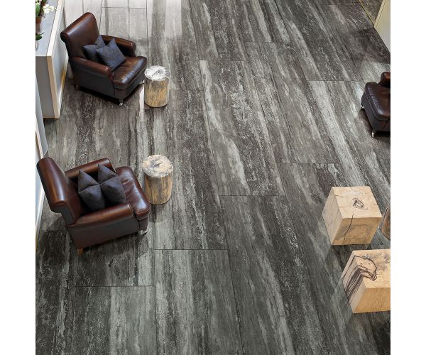 Slab - Ceramic-Magnum 6mm Travertini Black Glossy (63X126in)