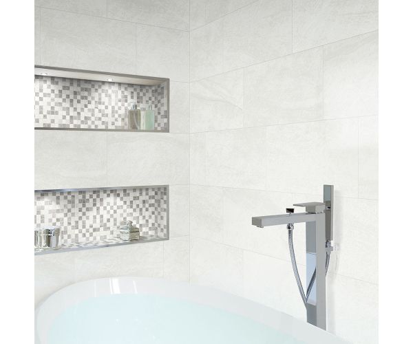 Tile - Ceramic-24''x47.25'' Taj Mahal White Matte Rt
