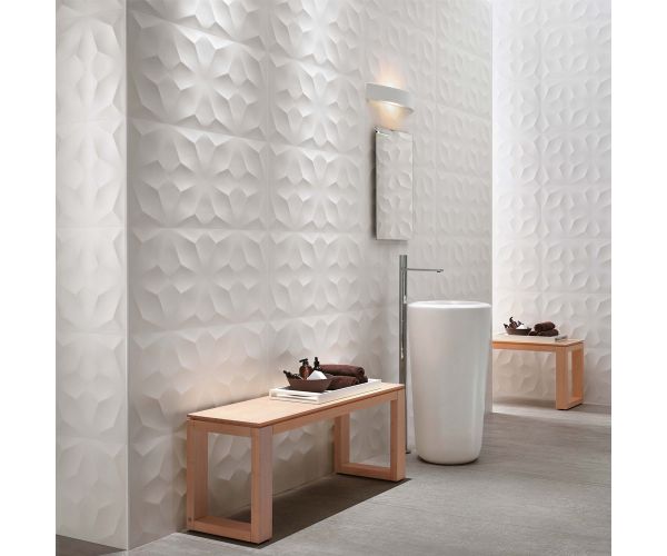 Tuile-Céramique-16''x32'' 3D Wall Design Angle White Matt