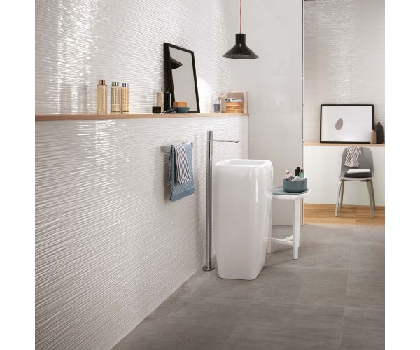 Tuile-Céramique-16''x32'' 3D Wall Design Angle White Matt