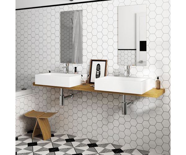 Tile - Ceramic-4''x5'' Scale Hex White Brillo