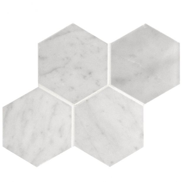 8 Hexagon Bianco Carrara Polished Ciot, International Tile And Marble Chesapeake