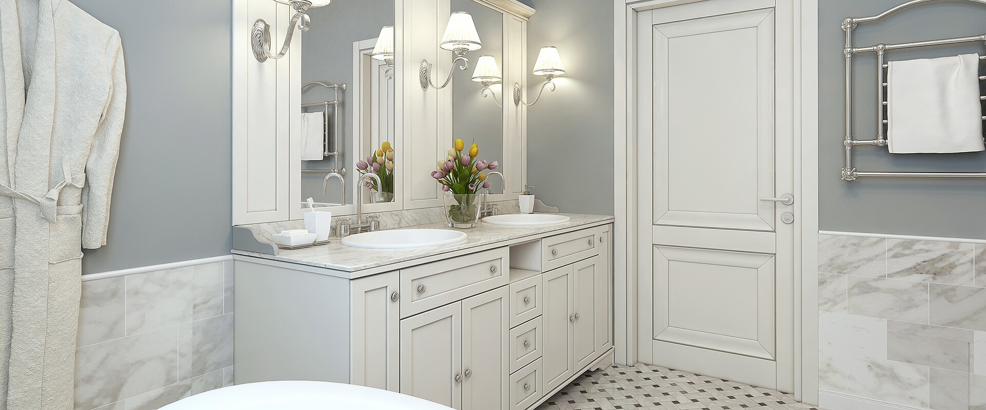 Classic Gray and White Bathroom Design Idea | Ciot